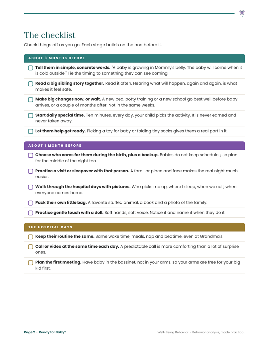 Page two of the Ready for Baby checklist